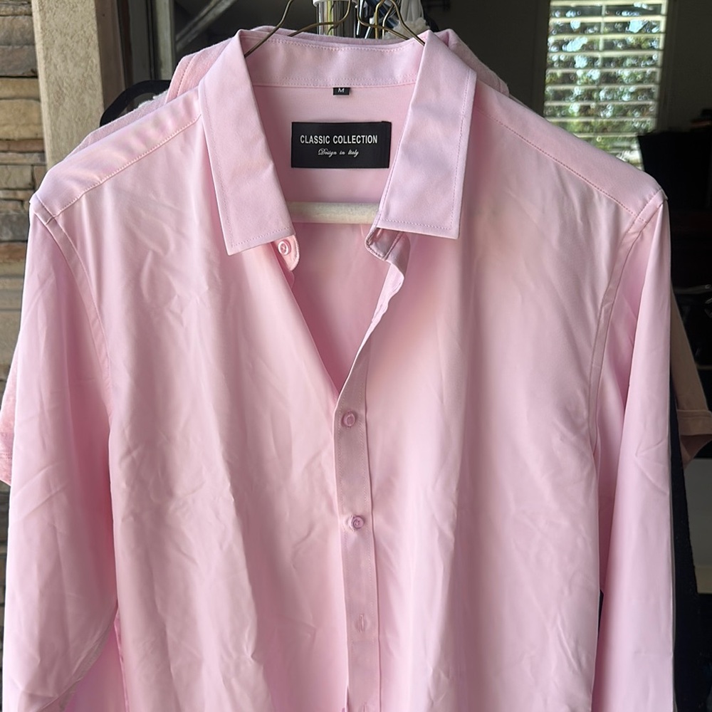 IC COLLECTION Pink Dress Shirt Classic Cotton Blend